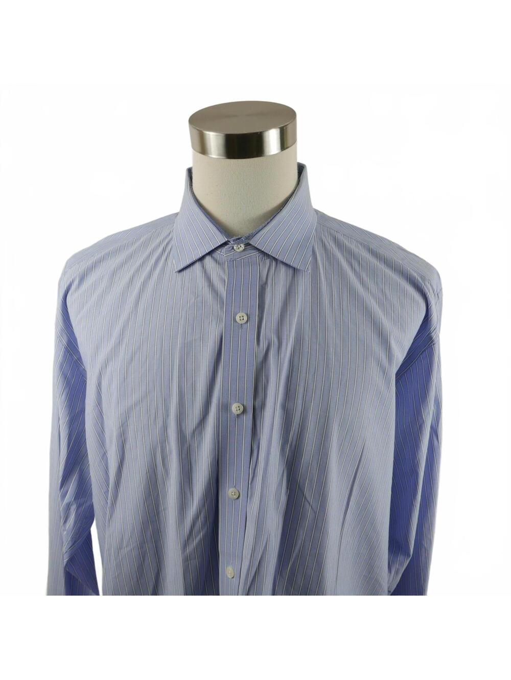 Bristol & Bull Mens Button Up Light Blue Striped Shirt XXL 18-18.5